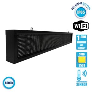 GloboStar® 90260 Κυλιόμενη Ψηφιακή Επιγραφή P10 LED SMD AC 220-240V με Wi-Fi – Αδιάβροχή IP54 – Μονής Όψης – Μ168 x Π9 x Υ24cm Ψυχρό Λευκό 6000K