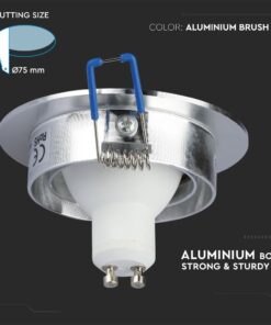 Σποτ φωτιστικό αλουμινίου, στιβαρό, χρώμα Aluminium Brush, διαμέτρου κοπής 75 χιλιοστά.