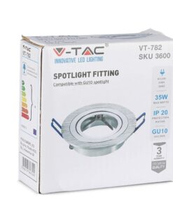 LED σποτ φωτιστικό V-TAC VT-782, GU10, μέγ. 35W, IP20, ασημένιο, για επαγγελματική και οικιακή χρήση.