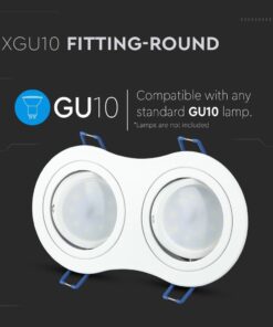 Στρογγυλή υποδοχή φωτιστικού 2xGU10, συμβατή με λάμπες GU10, δεν περιλαμβάνονται οι λάμπες.