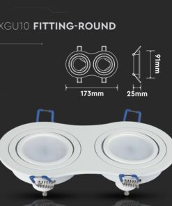Διπλό σποτ οροφής 2XGU10, λευκό, διαστάσεις 173x91x25mm, ιδανικό για μοντέρνο φωτισμό χώρου.