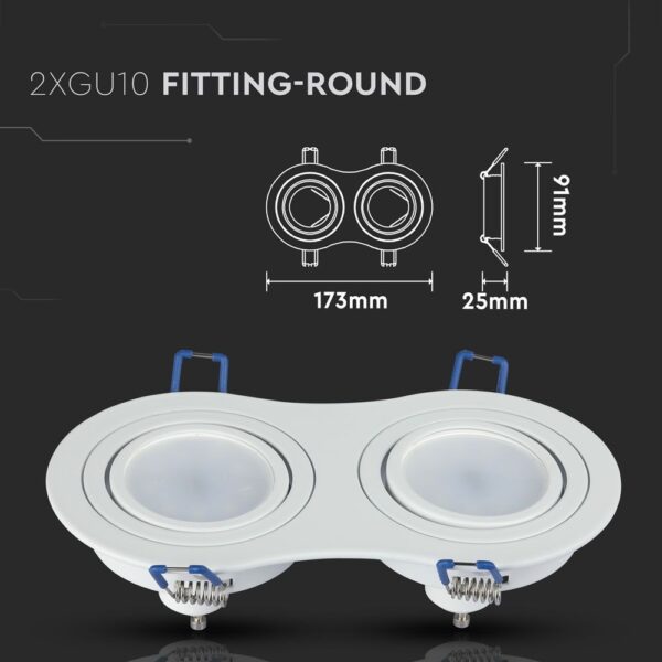 Διπλό σποτ οροφής 2XGU10, λευκό, διαστάσεις 173x91x25mm, ιδανικό για μοντέρνο φωτισμό χώρου.