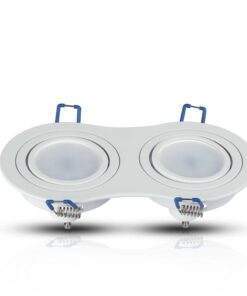 Διπλό σποτ LED οροφής, λευκό, γυάλινο κάλυμμα, εύκολη εγκατάσταση για εσωτερικούς χώρους.