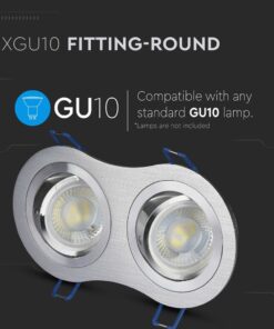 Διπλό στρογγυλό φωτιστικό GU10, συμβατό με λάμπες GU10, μεταλλικό φινίρισμα, λαμπτήρες δεν περιλαμβάνονται.