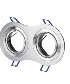 Διπλό φωτιστικό σποτ χωνευτό αλουμινίου, γκρι, στρόγγυλο σχέδιο, για εντοιχισμό σε οροφές.