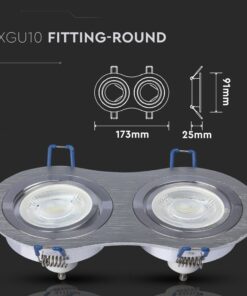 Διπλό φωτιστικό σποτ GU10, στρογγυλό, ασημί, 173x91mm, ιδανικό για οροφές.