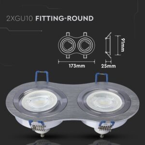 Διπλό φωτιστικό σποτ GU10, στρογγυλό, ασημί, 173x91mm, ιδανικό για οροφές.