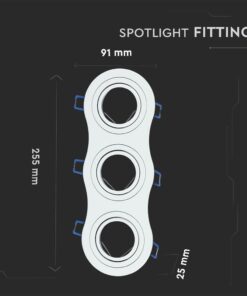 Σποτ οροφής τριπλής θέσης, λευκό. Διαστάσεις: 255x91x25 mm. Ιδανικό για μοντέρνο φωτισμό.