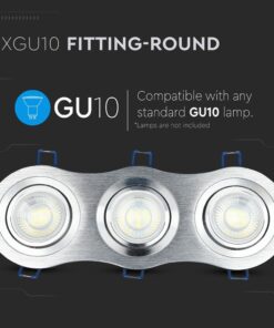 Τριπλή φωτιστική βάση GU10, στρογγυλή, συμβατή με λάμπες GU10, χωρίς παροχή λαμπτήρων.