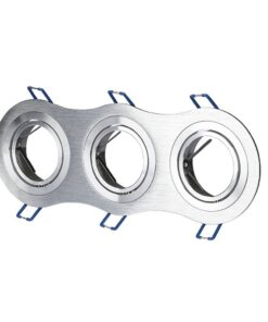 Τρίφωτο σποτ αλουμινίου, κυκλική διάταξη, κατάλληλο για ενσωμάτωση σε οροφή, μοντέρνος σχεδιασμός.