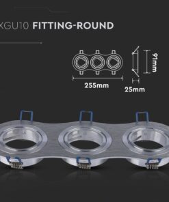 Στρογγυλό φωτιστικό 3xGU10, 255x91x25mm, μοντέρνος μεταλλικός σχεδιασμός, ιδανικό για εσωτερικό φωτισμό.