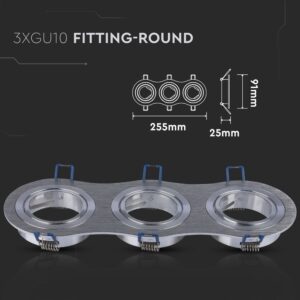 Στρογγυλό φωτιστικό 3xGU10, 255x91x25mm, μοντέρνος μεταλλικός σχεδιασμός, ιδανικό για εσωτερικό φωτισμό.