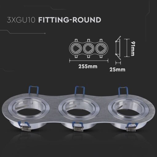 Στρογγυλό φωτιστικό 3xGU10, 255x91x25mm, μοντέρνος μεταλλικός σχεδιασμός, ιδανικό για εσωτερικό φωτισμό.