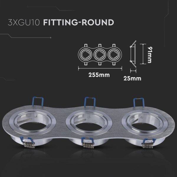 Στρογγυλό φωτιστικό 3xGU10, 255x91x25mm, μοντέρνος μεταλλικός σχεδιασμός, ιδανικό για εσωτερικό φωτισμό.