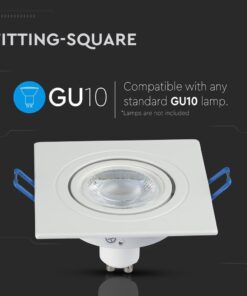 Τετράγωνο φωτιστικό οροφής συμβατό με λάμπες GU10, χωρίς λάμπα. Εύκολη εγκατάσταση.