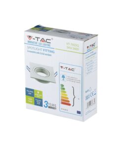 Ενσωματωμένο σποτ GU10 V-TAC 35W, τετράγωνο, IP20, λευκό, για κατασκευές φωτισμού.