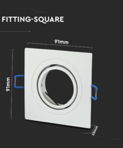 Τετράγωνη βάση για χωνευτό φωτιστικό 91x91mm, λευκό, με στήριξη.