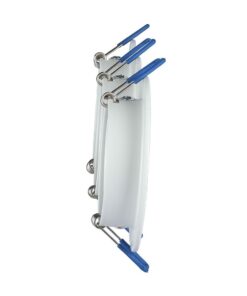 Σετ αντικολλητικά τηγάνια με μπλε λαβές, ιδανικά για μαγείρεμα χωρίς λίπος, ανθεκτική κατασκευή αλουμινίου.