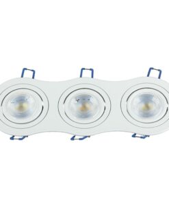 Τριπλή εντοιχιζόμενη στρογγυλή πλαφονιέρα LED, λευκή, με ρυθμιζόμενη κατεύθυνση φωτός για οροφή.