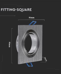 Τετράγωνη βάση χωνευτού φωτιστικού αλουμινίου 91x91mm για εσωτερική χρήση.