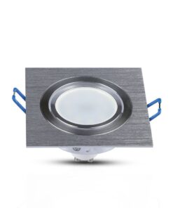 Τετράγωνο σποτ φωτιστικό με γκρι φινίρισμα για εντοιχισμό, ιδανικό για μοντέρνα διακόσμηση εσωτερικού χώρου.