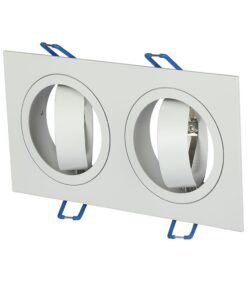 Διπλό σποτ φωτιστικό οροφής λευκό, τετράγωνο, ρυθμιζόμενο στόμιο για εσωτερική χρήση.