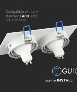 Διπλό κεφαλάκι σποτ GU10, συμβατό με όλες τις λάμπες GU10. Εύκολη τοποθέτηση. Λάμπες δεν περιλαμβάνονται.