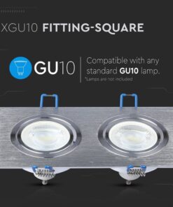 Διπλό τετράγωνο φωτιστικό GU10, γκρί μεταλλικό, συμβατό με τις λάμπες GU10. Λάμπες δεν περιλαμβάνονται.