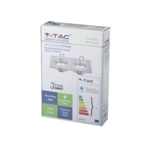 Κιβώτιο φωτιστικού σποτ V-TAC, συμβατό με GU10, ισχύς 35W, ασημί, IP20, 3 χρόνια εγγύηση.