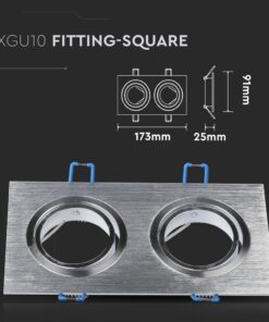 Τετράγωνο φωτιστικό οροφής 2xGU10 173x91x25mm ασημί μεταλλική κατασκευή για μοντέρνο φωτισμό.