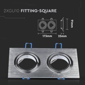 Τετράγωνο φωτιστικό οροφής 2xGU10 173x91x25mm ασημί μεταλλική κατασκευή για μοντέρνο φωτισμό.