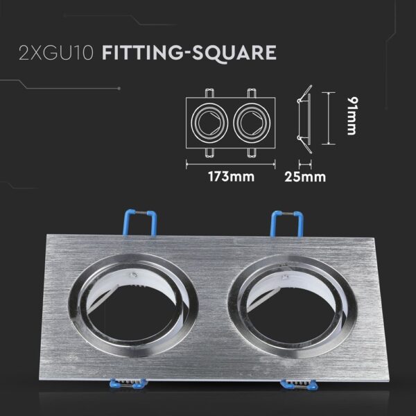 Τετράγωνο φωτιστικό οροφής 2xGU10 173x91x25mm ασημί μεταλλική κατασκευή για μοντέρνο φωτισμό.
