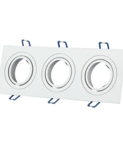 Τρίπλη βάση σποτ χωνευτού φωτισμού λευκή, μεταλλική, κατάλληλη για εσωτερικούς χώρους, ρυθμιζόμενη κλίση.