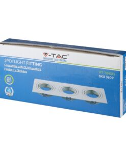 Τριπλή βάση σποτ V-TAC VT-784SQ για GU10, λευκό χρώμα, εξοικονόμηση ενέργειας 80%, εγγύηση 2 χρόνια.