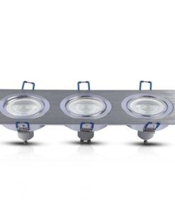 Τριπλό σποτ οροφής σε ορθογώνιο σχήμα, ασημί χρώμα, με GU10 βάση, ιδανικό για μοντέρνους χώρους.