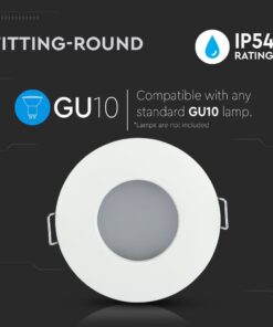 Στρογγυλό φωτιστικό GU10, αδιάβροχο IP54, χωρίς λάμπες. Κατάλληλο για όλες τις λάμπες GU10.
