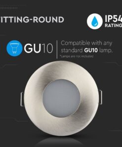 Στρογγυλή βάση φωτιστικού GU10, ανοξείδωτη, συμβατή με λάμπες GU10, αδιάβροχη IP54.