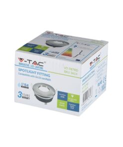 Κουτί φωτιστικού σποτ V-TAC, συμβατό με λάμπες GU10, LED, μέγιστη ισχύ 35W, IP54, εγγύηση 3 ετών.