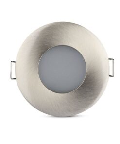 Στρογγυλό LED φωτιστικό οροφής, μεταλλική όψη, ιδανικό για μοντέρνους εσωτερικούς χώρους.