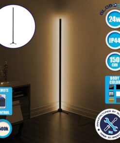 Μοντέρνο Minimal Επιδαπέδιο Μαύρο Φωτιστικό 150cm LED 24 Watt με Ασύρματο Χειριστήριο RF & Dimmer Φυσικό Λευκό 4500k GloboStar ALIEN Design GLOBO-150-2
