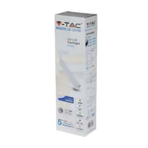 LED Φωτιστικό Ράγας Λευκό 20W V-TAC PRO Samsung Chip COB CRI >90 24° 1400lm Θερμό Λευκό 3000K – 362