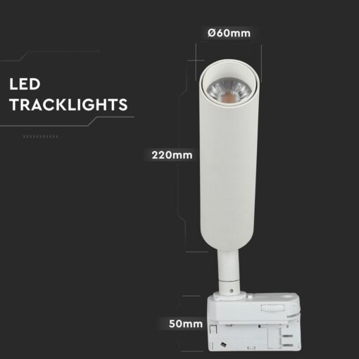 LED Φωτιστικό Ράγας Λευκό 20W V-TAC PRO Samsung Chip COB CRI >90 24° 1400lm Θερμό Λευκό 3000K – 362