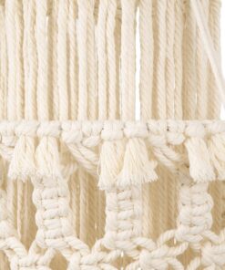 GloboStar® 36200 ETHIOPIA Καπέλο Φωτιστικού Boho – Μακραμέ Πλεκτό Χειροποίητο Μπεζ Υφασμάτινο με Σχοινί Φ30 x Υ90cm