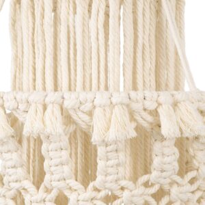 GloboStar® 36200 ETHIOPIA Καπέλο Φωτιστικού Boho – Μακραμέ Πλεκτό Χειροποίητο Μπεζ Υφασμάτινο με Σχοινί Φ30 x Υ90cm