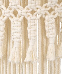 GloboStar® 36200 ETHIOPIA Καπέλο Φωτιστικού Boho – Μακραμέ Πλεκτό Χειροποίητο Μπεζ Υφασμάτινο με Σχοινί Φ30 x Υ90cm