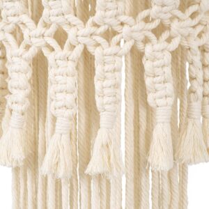 GloboStar® 36200 ETHIOPIA Καπέλο Φωτιστικού Boho – Μακραμέ Πλεκτό Χειροποίητο Μπεζ Υφασμάτινο με Σχοινί Φ30 x Υ90cm