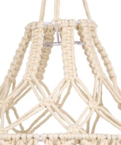 GloboStar® 36201 MOROCCO Καπέλο Φωτιστικού Boho – Μακραμέ Πλεκτό Χειροποίητο Μπεζ Υφασμάτινο με Σχοινί Φ30 x Υ70cm
