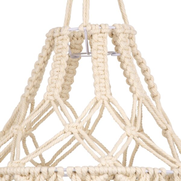 GloboStar® 36201 MOROCCO Καπέλο Φωτιστικού Boho – Μακραμέ Πλεκτό Χειροποίητο Μπεζ Υφασμάτινο με Σχοινί Φ30 x Υ70cm