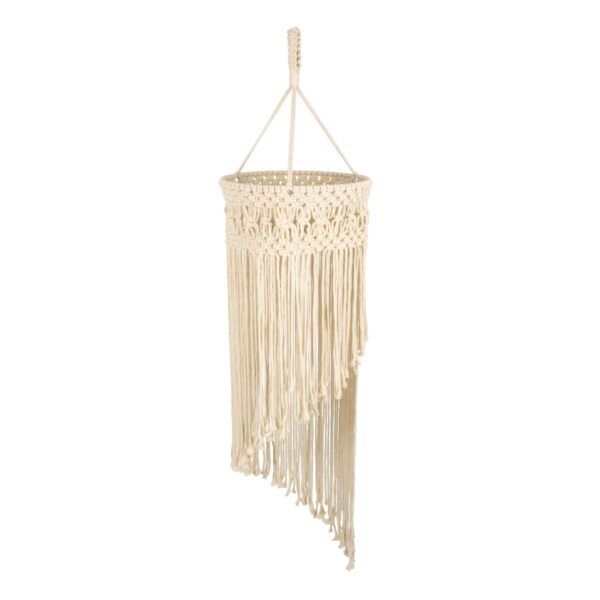 GloboStar® 36203 TUNISIA Καπέλο Φωτιστικού Boho – Μακραμέ Πλεκτό Χειροποίητο Μπεζ Υφασμάτινο με Σχοινί Φ30 x Υ120cm