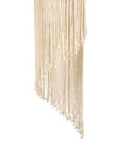 GloboStar® 36203 TUNISIA Καπέλο Φωτιστικού Boho – Μακραμέ Πλεκτό Χειροποίητο Μπεζ Υφασμάτινο με Σχοινί Φ30 x Υ120cm